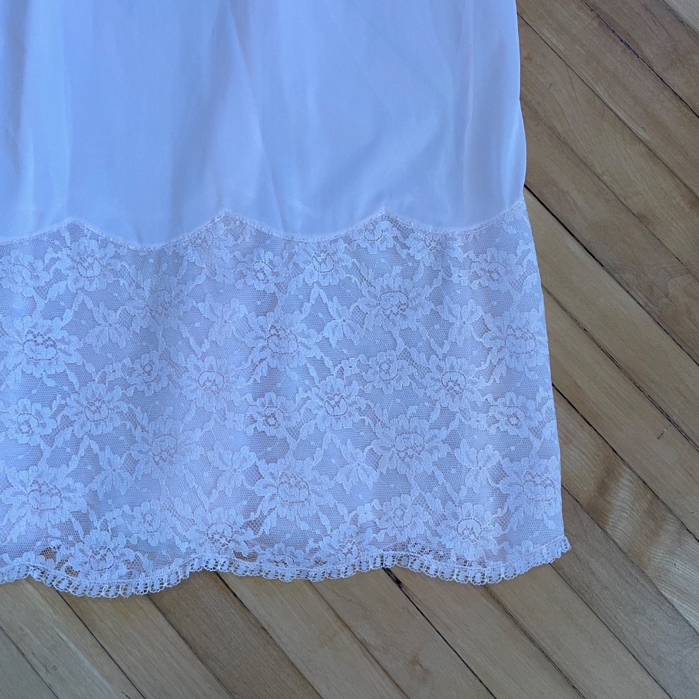 VANITY FAIR Vintage Slip Dress Lingerie Lace Midi Bridal Coquette Boho Pink - Picture 4 of 13